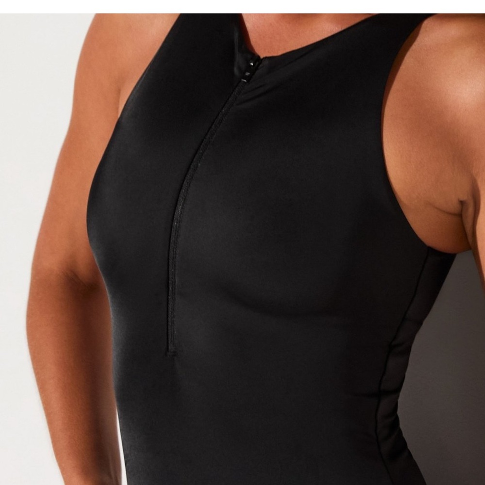 Fabletics Small Black Zip-Front One-Piece Swimsuit
